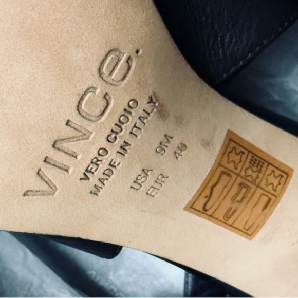 Vince “Addie” Black Leather Open Toe Booties Size 9 - Picture 12 of 14